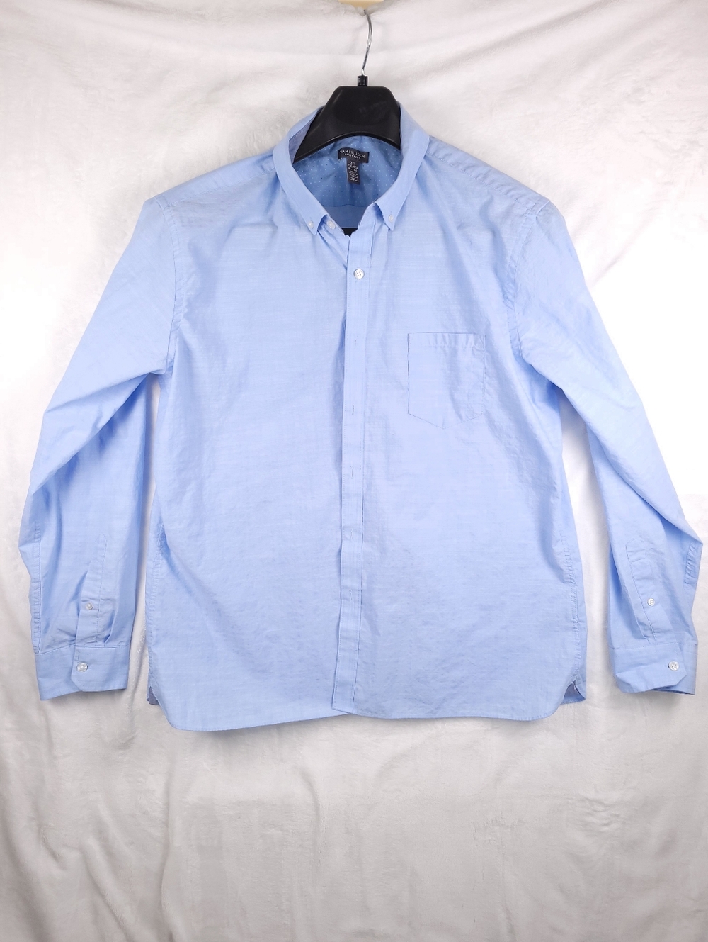 Van Heusen Never Tuck Blue Button Up Long Sleeve Shirt XXL 18-18.5